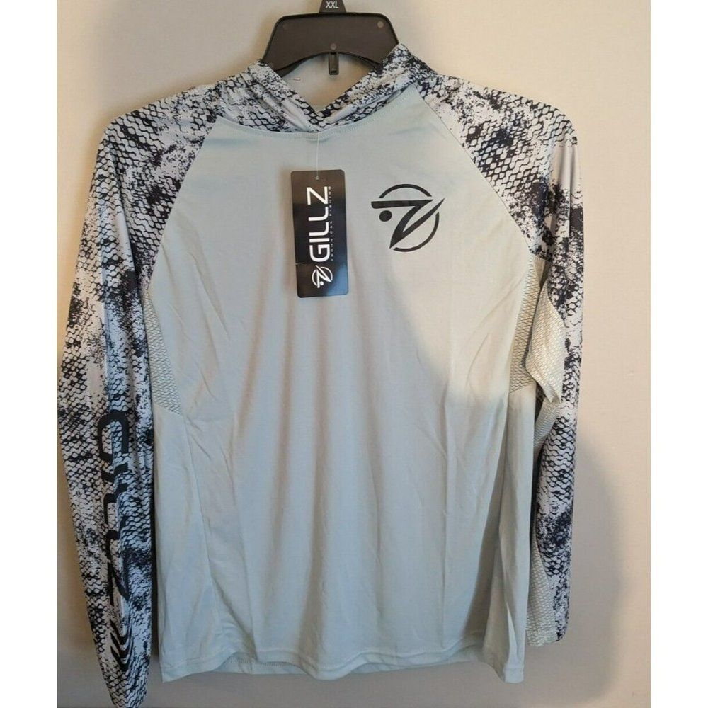 Gillz Tournament Series LS UV Fishing Pullover Hoodie Small Gray Men's NWT